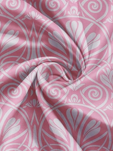 Image of DECORUM Glace Cotton Fitted Bedsheet King Size (72 inchx78 inch)| All Around Elastic| Cotton Feel| 2 Pillow Covers (17 inchx27 inch)| Fits Up to 8 inch Mattress| 220 TC|Soft, Wrinkle-Free| Floral Print-Baby Pink