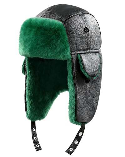 Dnicukii Green Trapper Hat for Men Green Winter Hat with Ear Flaps for Halloween Christmas Costume
