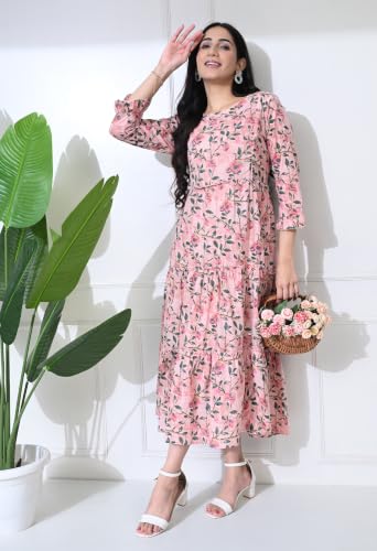 Image of Amazon Brand - Tavasya Women Long Maternity Kurta | Feeding Kurti | Comfort Maxi Dress