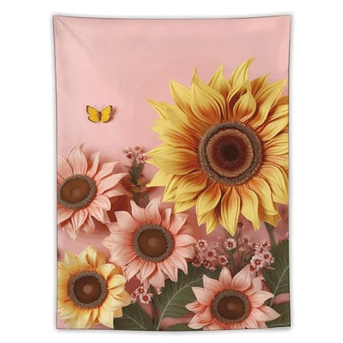 Tapisserie tournesol abstrait grande tenture murale polyester decoration salon bureau