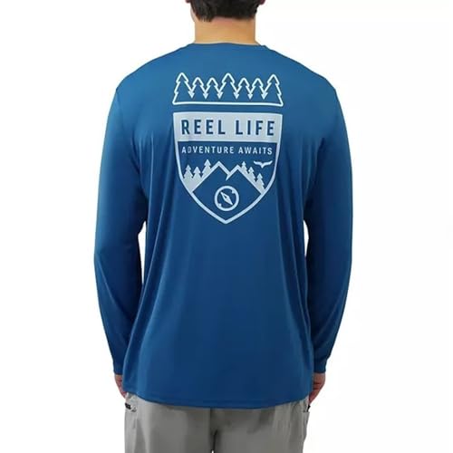 Reel Life Men's Sun Defender Long Sleeve UV Tee, Blue, XX-Large