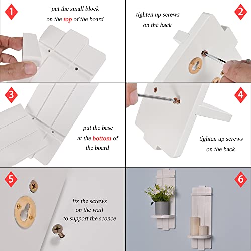 Yorkmills Sconces Wall Decor Set Of 2, Wall Candle Holder Rustic Home Decor, Farmhouse Wall Art Floating Candle Sconces Shelf White Wall Decorations For Living Room, Dining Room, Bedroom, Bathroom #TOP6