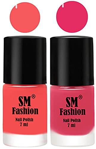 Image of Long Lasting Nail Polish | Nail Paint Combo 7 ml Each) - Set of 2 Light Pink-Dark Rose Pink