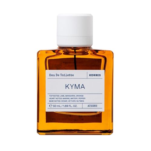 KORRES KYMA Eau de Toilette per uomo, fragranza maschile fresca e tonificante, con note acquatiche e legnose, priva di ftalati, parabeni, nitromuscolari e PCM, vegan, 50 ml