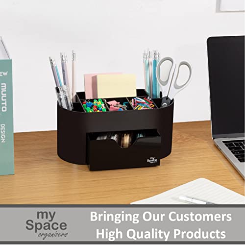 Desk Organizer Acrylic for Office Supplies and Desk Accessories Pen Holder Black Office Organization Desktop Organizer for Room College Dorm Home School (Black)