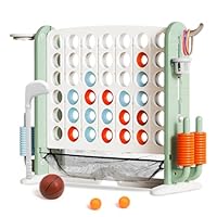 Giant 4 in a Row Connect Game with Mesh Fabric | Height Adjustable 4-in-1 Jumbo 4-to-Score Yard Game Set with Basketball, Golf & Ring Toss | Outdoor Indoor Family Yard Party Game for Kids & Adults