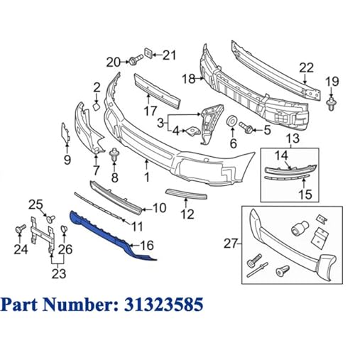 Moldura Parachoques Volvo XC90 Cubierta Embellecedora Frontal 31323585 4