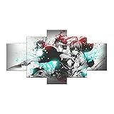 MPPSU 5 Paneles Impresión HD Cuadros Decoracion Dormitorios Salon Modernos 100Cm×50Cm Con Marco Póster De Anime Shokugeki No Soma Nakiri Erina-Yukihira Sōma