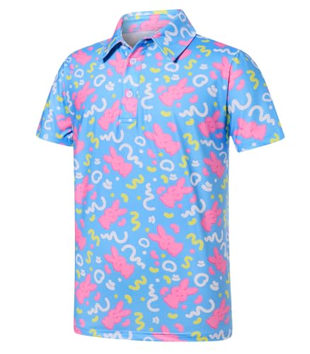 westwolf Easter Day Boys Polo Shirt Cute Rabbit Blue Golf Short Sleeve 5 Years 6 Years Kids Cool School Uniform Active Clothes - image 1