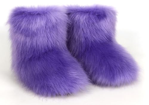 Girls Fluffy Furry Snow Boots Faux Fur Winter Warm Outdoor Boots2