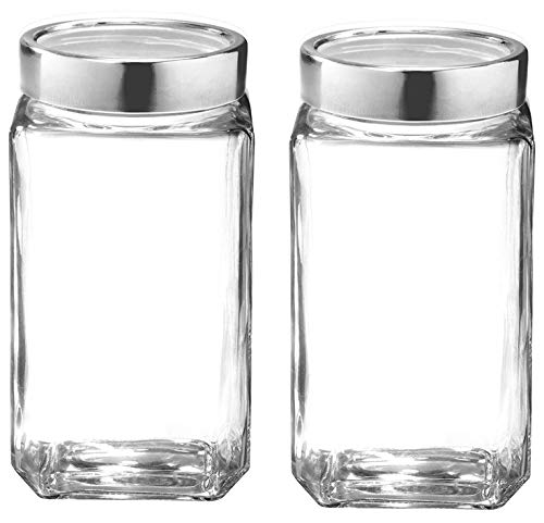 RAVIZAA Cube Jar 1000 ml, Set of 2 Glassware