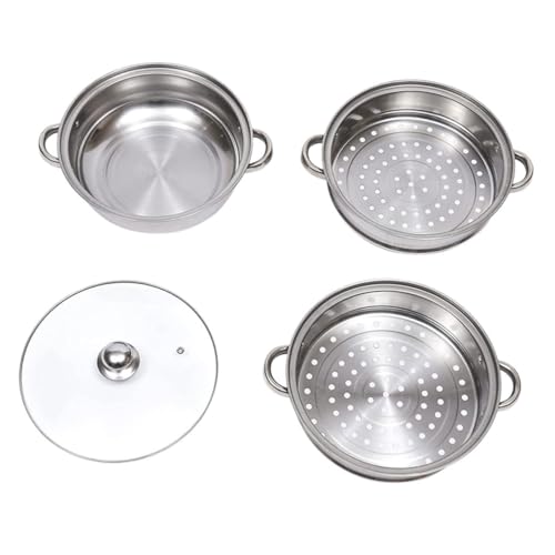 GLEAVI Pentola Per Cottura a Vapore Acciaio Strati Multiuso Per Casa e Cucina Pentola Vaporeria Per Zuppe e Focacce Design Robusto e Pratico Per Cottura Alimenti Gustosi