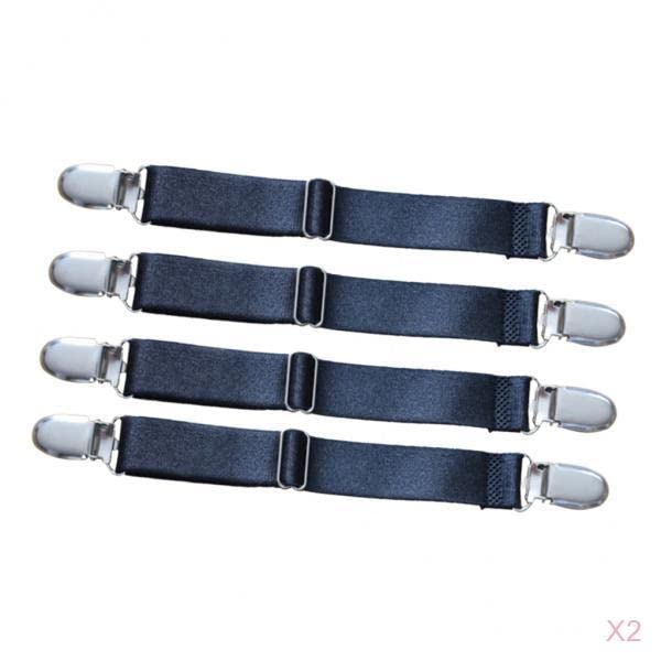8X Bed Sheet Grippers Suspenders Fastener Clips Straps - 2 Headed Black-picture-28
