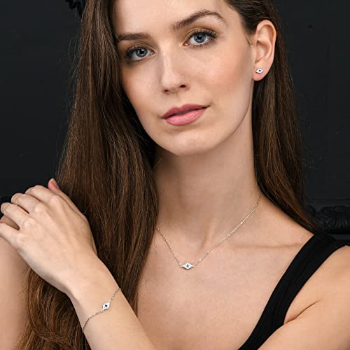 Dainty Evil Eye Bracelet in 925 Sterling Silver for Women, Silver, Yellow Gold, or Rose Gold Evil Eye Bracelet with Sparkling Cubic Zirconia Stones3