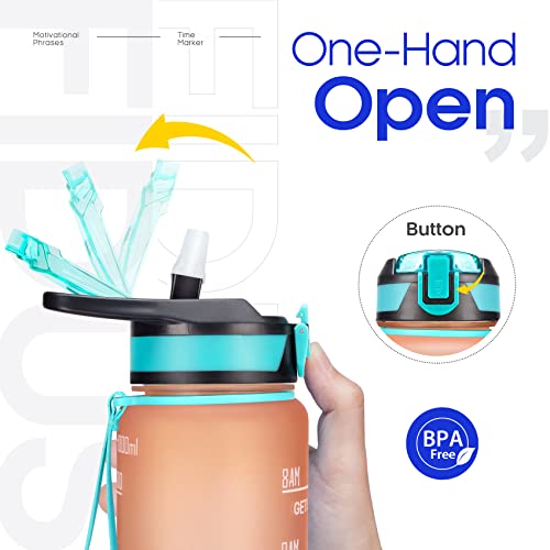 Fidus 32Oz Motivational Water Bottles With Times To Drink & Straw,Leakproof Bpa Free Bottle With Time Marker To Ensure You Drink Enough Water Daily For Fitness, Gym And Outdoor Sports #TOP4