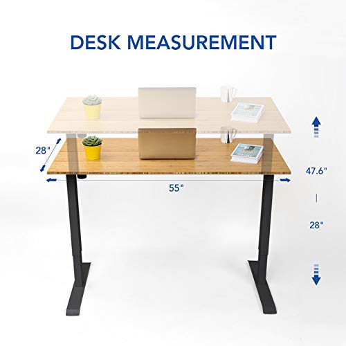 Flexispot Adjustable Desk, Electric Standing Desk Sit Stand Desk, 55 X 28 Whole-Piece Bamboo Desk Top Home Office Table Stand Up Desk(Ec1 Classic Black Frame+Rectangular Top 2 Packages) #TOP2