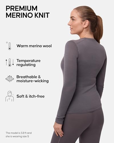 DANISH ENDURANCE Merino Wool Long Sleeve for Women, Thermal Vests for Women, Base Layer Underwear Tops, Winter Thermals2