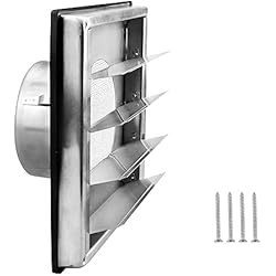 Persianas Caseras ZJRung Rejilla de Ventilación Rectangular de 100 mm Cubierta de Rejilla de Ventilación de Salida de Aire de Acero Inoxidable con Mosquitera e Láminas Móviles Tipo Persiana para Cocina Casera