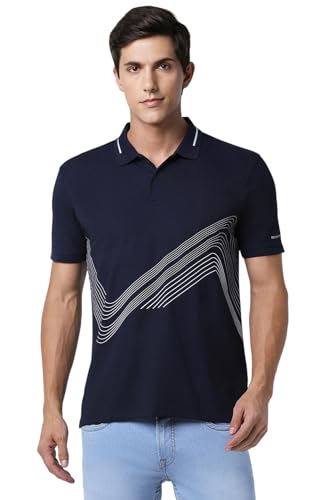 Image of Peter England Men's Cotton Striped Slim Fit T-Shirt
