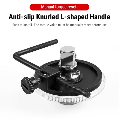 Uadme Drehwinkelmesser 1/2 Zoll, Auto Drehmomentmessgeräte, 360-Grad-Winkel Drehmoment Winkelmessgerät mit Verstellbarer Arm für Montage von Autoschrauben und Muttern (Silber)