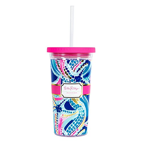 Lilly Pulitzer Tumbler with Straw Ocean Jewels