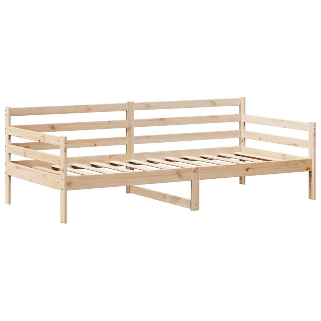 Cama de día con techo de madera maciza de pino, 80 x 200 cm, marco de cama con somier y espacio de almacenamiento, sofá cama para habitación infantil, diseño abierto, robusto juego de madera