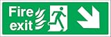 Sortie de secours Bas Droite Avec Fire Pictogrammes de sécurité – 1.2 mm rigide Plastique 450 mm x 150 mm