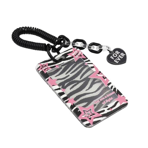 JUMISEE Clear Acrylic Kpop Photocard Holder Zebra Print Credit ID Card Protective Case Photo Display Bag Pendant Keychain2