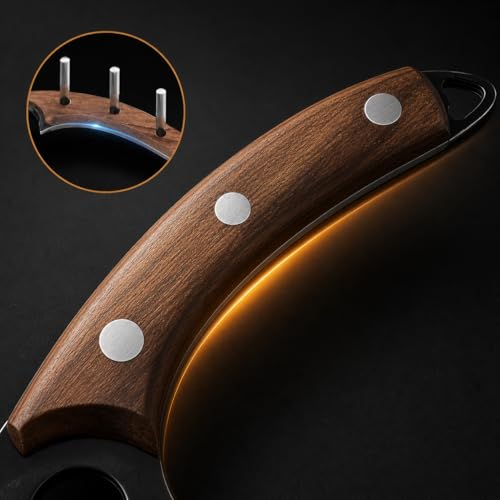 Image of Machado Forged Kitchen Utility Knife with Textured Grip Damascus Blade | Ergonomic Handle & Protective Sheath - Precision Cutting for Meat, Vegetables & Everyday Cooking - Brown