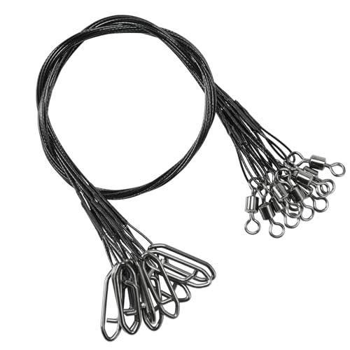 AMYSPORTS Steel Rigs Fishing Leaders Wire Stainless Lures Fishing Leader Heavy High Strength Wire Leaders Saltwater Black Nickel #2 30lb 7.8in 40pcs