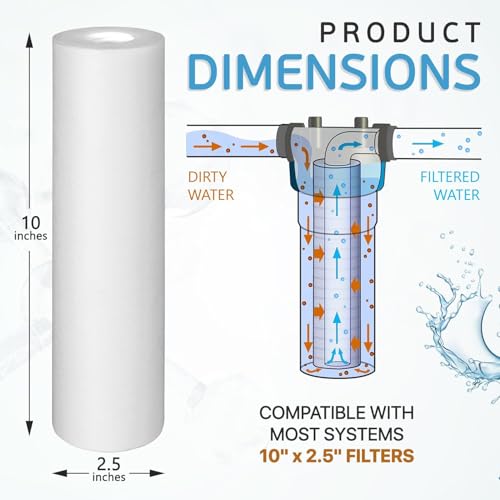 Image of Parijata 10 inch Heavy Quality Transparent Pre-Filter Housing with Spun PP Filter, Clamp & Elbow Connector 1 /4 inch for ro Water Purifier, 5 Micron Sediment Filter (Spun Filter 110 Grams)
