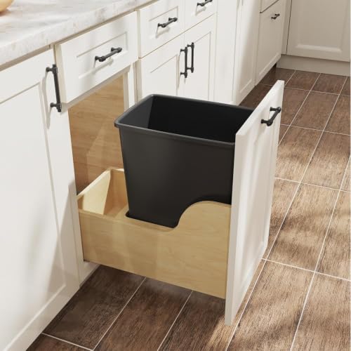 Image of ROOMTEC 35QT Kitchen Trash Can,Sturdy and Lightweight Slim Trash Can,2-Pack | 9-Gallons Plastic Trash Can, Trash Cans for Kitchen, Workspace, Bathroom, Office, Easy to Clean ,Wide-open Top Design, Black