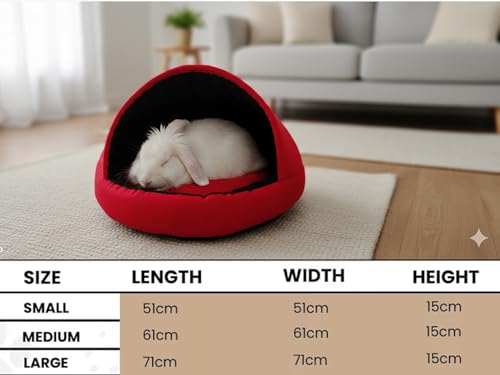 Image of GDB Cotton Premium Cozy Covered Pet Bed for Cats and Small Dogs Soft, Washable, Cave-Style Sleeping Bed with Anti-Slip Bottom Small Red Black.(LWH 51X51X15 CM)