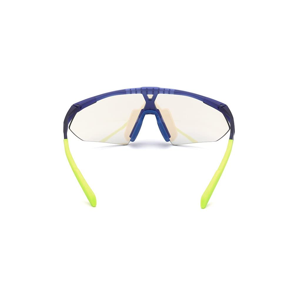 adidas Sport SP0015 Herren-Sonnenbrille, Schlanke und Leichte Sport-Sonnenbrille, Masken-Form, Photochromatisch Blau-Verspiegeltes Glas, Mattblau