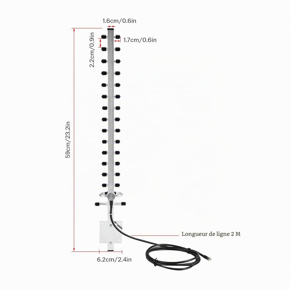 Antenne Wifi extérieure, connecteur RP-SMA 2.4Ghz 25dBi Directionnel 2M Câble Antenne sans fil Routeur Wifi extérieur, Antenne Wifi directionnelle haute performance polyvalente compatible avec les mod