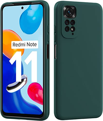 Image of LOXXO Microfiber Candy Case Compatible for Xiaomi Redmi Note 11 Pro Plus 5G Shockproof Slim Back Cover Liquid Silicone Bumper Camera Protective Phone Cover (Forest Green)