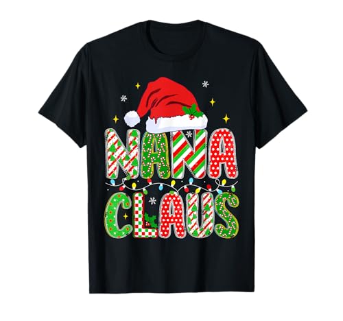 HUGvyn Christmas Nana Claus Mom Women Family Pajama Matching T-Shirt