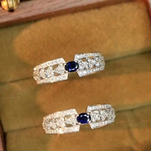 White Gold Plated Blue Cubic Zirconia Inlaid Elegant Hollow Design Statement Ring Personalized Accessory Ideal for Women's Daily Casual Wear Party Holiday Anniversary Love Jewelry Gift2