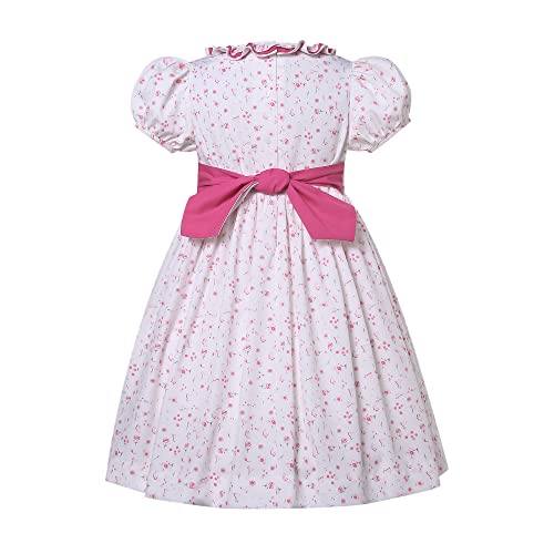 Kids Girls Floral Short Sleeve Summer Casual Smock Clothing Toddler Pretty Birthday Smocked Dresses2