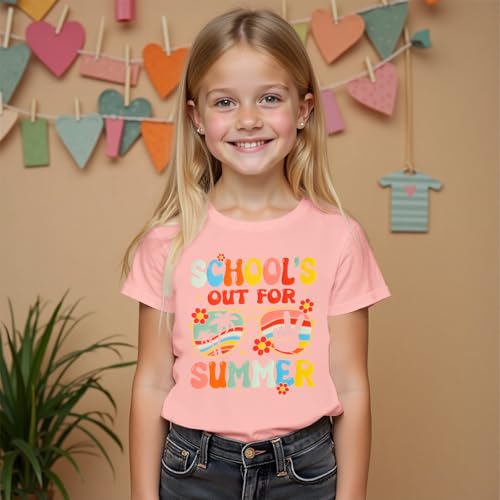 MODNTOGA Girl Last Day of School Shirt Big Kid School's Out for Summer T-Shirt Flower Sunglasses Graphic Short Sleeve Tee Top3