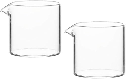 FUYU 2pcs Simple Resistente al Calor Transparente Vidrio Mini Cafetera Creamer Jarra