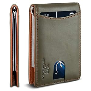 SERMAN BRANDS RFID Blocking Slim Bifold Genuine Leather Minimalist Front Pocket Wallets for Men with Money Clip Thin Gift