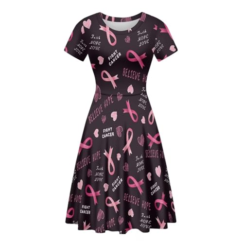Image of POLERO Sunflower Dress for Women Floral Summer Dresses Short Sleeve Casual Sundresses Midi Dresses