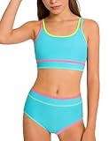 Svreeyer Bikinis for Teens Little Kids Girls Summer Swim Bathing Suits Teen Fashion 3 Piece Bikini Boho Swimming Suits Light Blue 15-16 Years