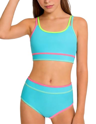 Svreeyer Bikinis for Teens Little Kids Girls Summer Swim Bathing Suits Teen Fashion 3 Piece Bikini Boho Swimming Suits Light Blue 15-16 Years