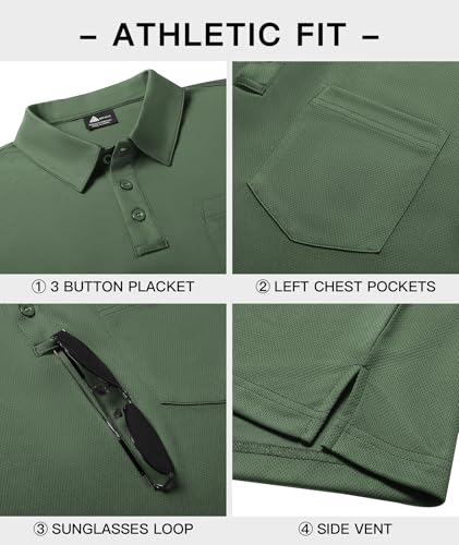 SWISSWELL 3 Pack Long Sleeve Polo Shirts for Men Moisture Wicking Work Collared Shirt with Pocket4
