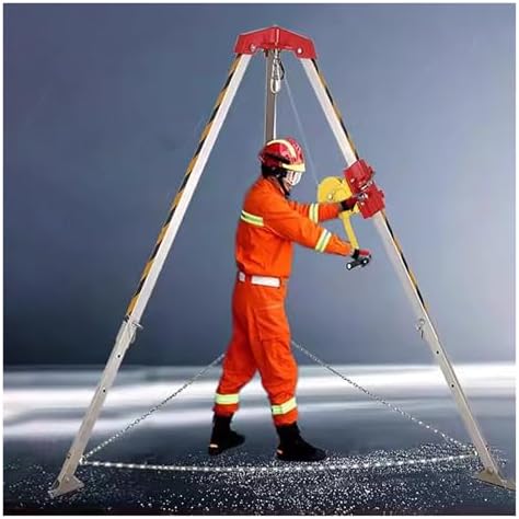 Fall Arrest Kit - 1200 lbs Aluminum Rescue Tripod with Hand Winch, Adjustable Height, Triangle Bracket, Safety Gear for Mining, Confined Spaces & Firefighting