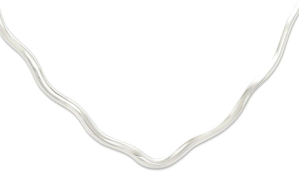 925 Sterling Silver Wavy V Shape Neck Collar Neckwire Chain Cuff Choker Necklace - Image 7