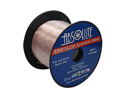 Absolute USA SWH16250 16 Gauge Car Home Audio Speaker Wire Cable Spool 250'