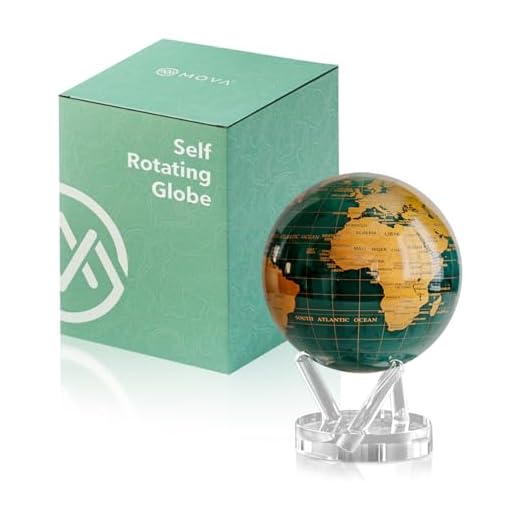 MOVA Globus, Grün und Gold 6" mit Sockel, solarbetriebener drehbarer Globus, einzigartiges Geschenk und Heim- oder Schreibtischdekoration für Männer, Frauen, Kinder